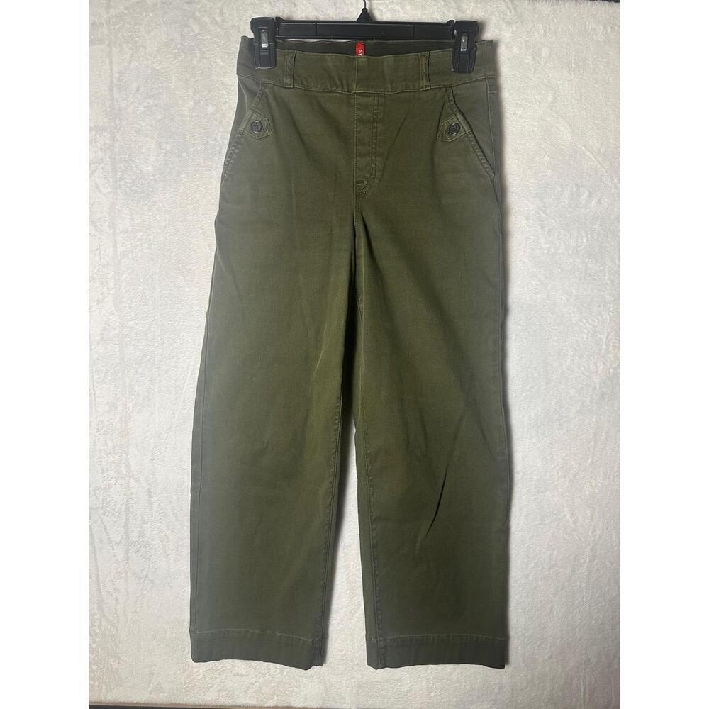 SPANX Stretch Twill Cropped Wide Leg‎ in Soft Sage Khaki Pants Small
